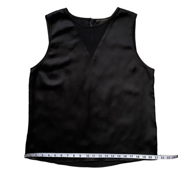Christian Siriano Black Sleeveless Sheer V-Neck Keyhole Back Blouse Size Large - Picture 10 of 10